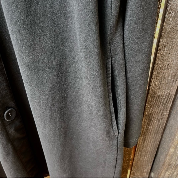 Ours Wm’s Ruffle Hooded Button Down Duster Jacket In Black Sz XL - Picture 10 of 15